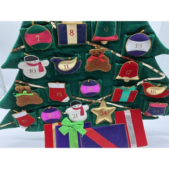 Christmas Tree Fabric Reusuable Advent Calendar 30 Inch long x 23 Inch Wide - Picture 14 of 16